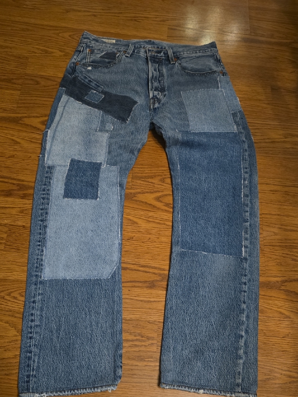 Levi's 501 Men's Multi-Tone Blue Patchwork Straight Jeans